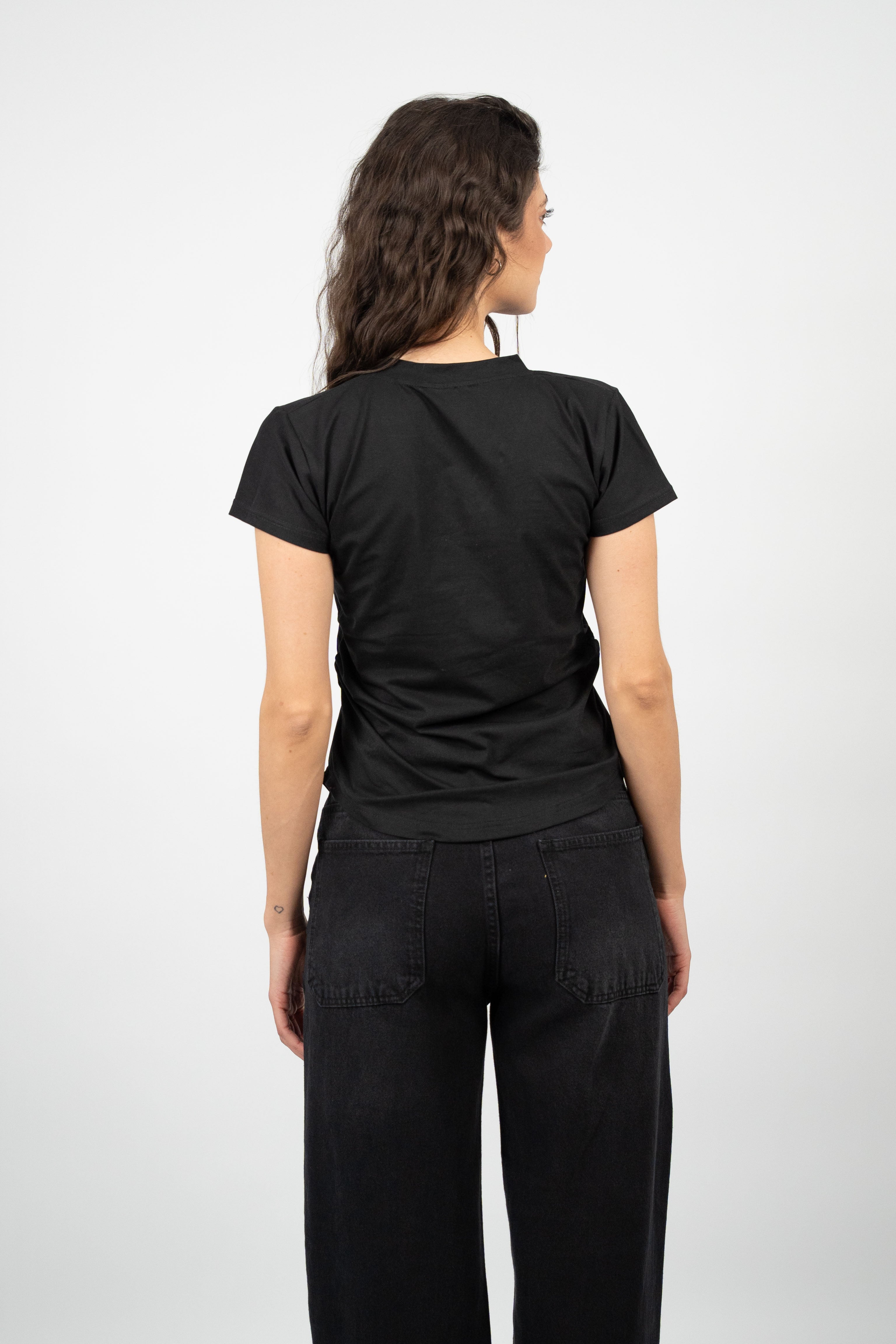 BOW DETAIL V-NECK T-SHIRT