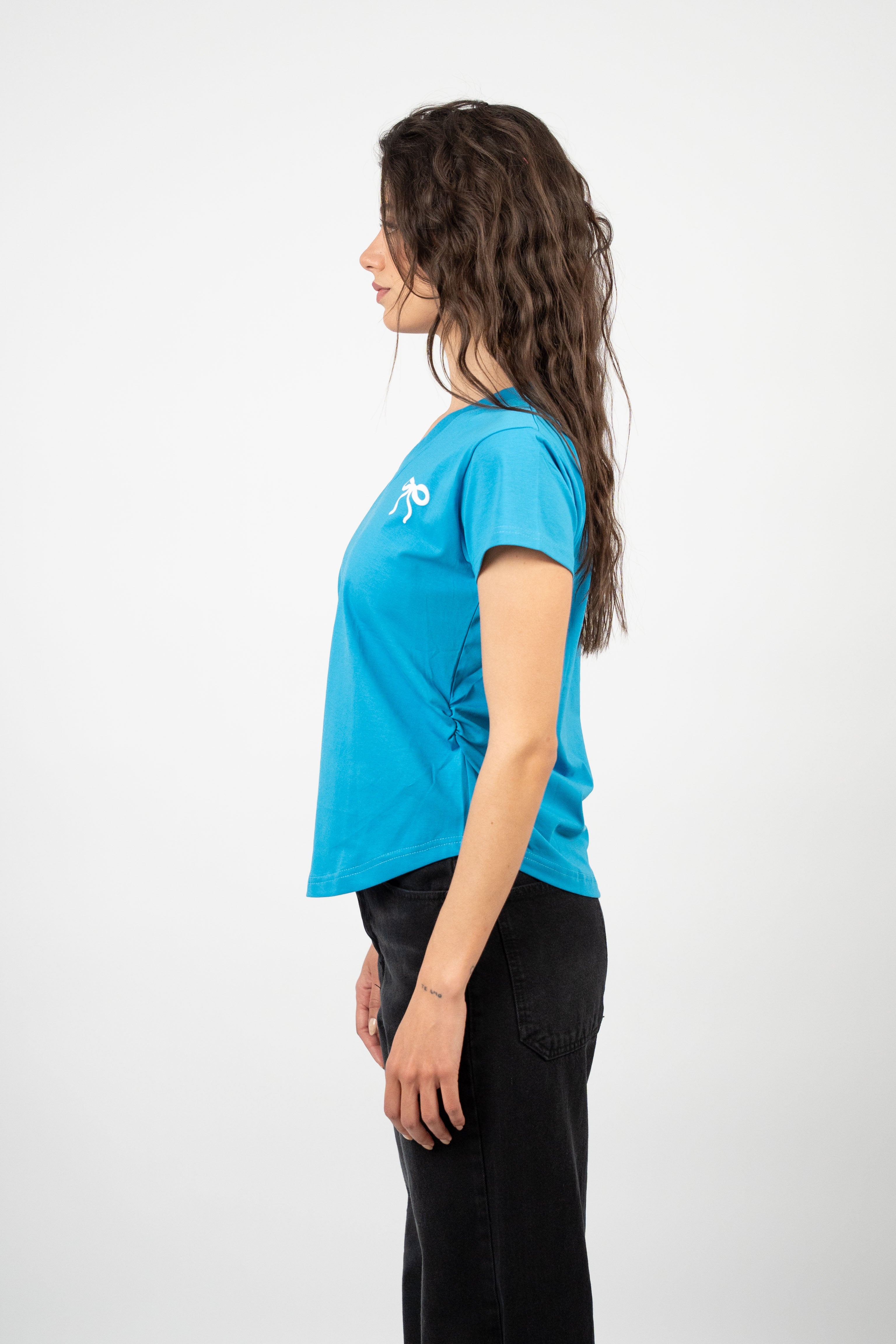 BOW DETAIL V-NECK T-SHIRT