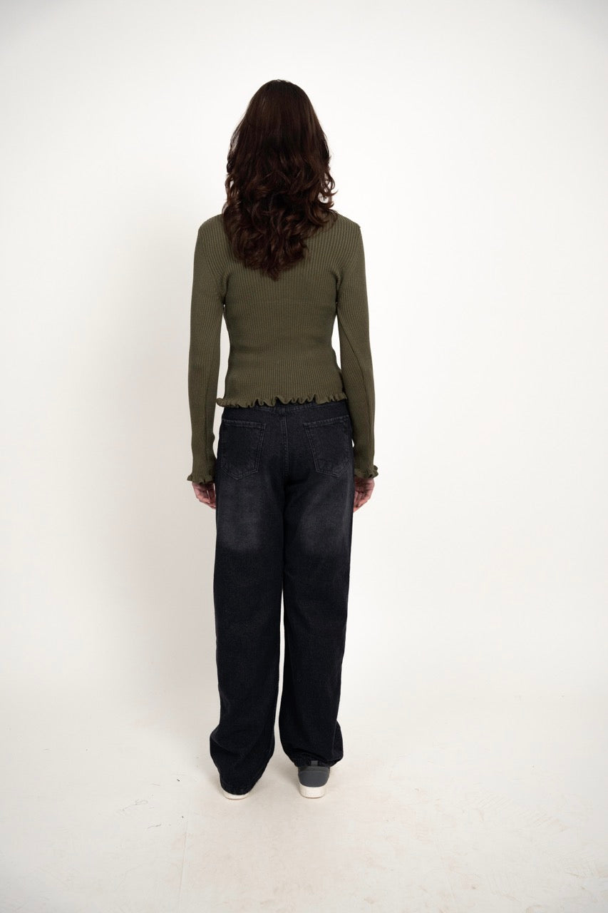 Ribbed button blouse