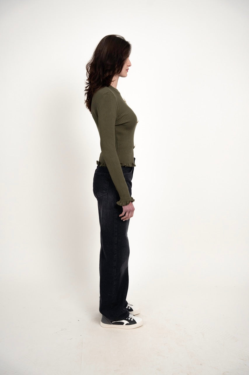 Ribbed button blouse