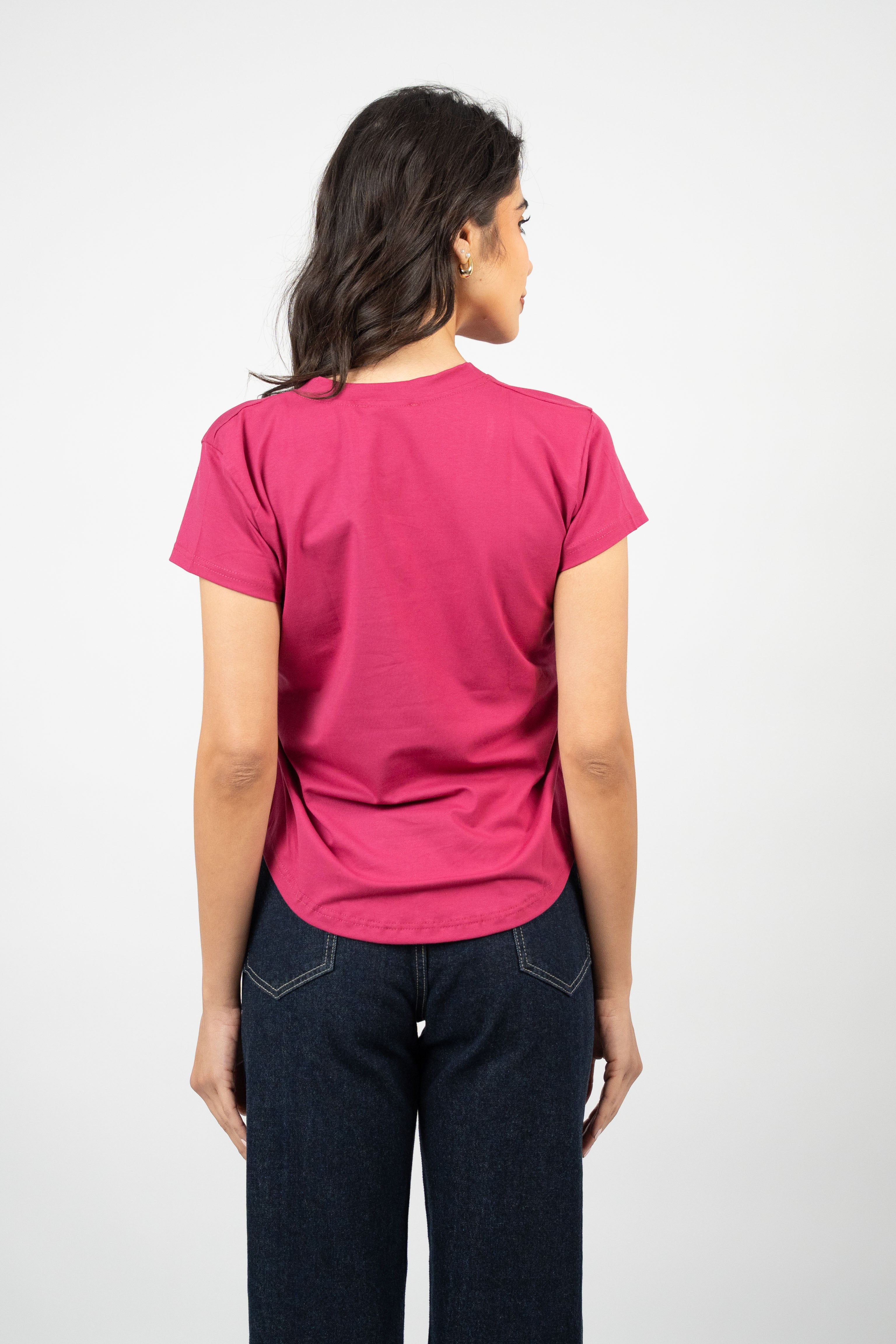 BOW DETAIL V-NECK T-SHIRT