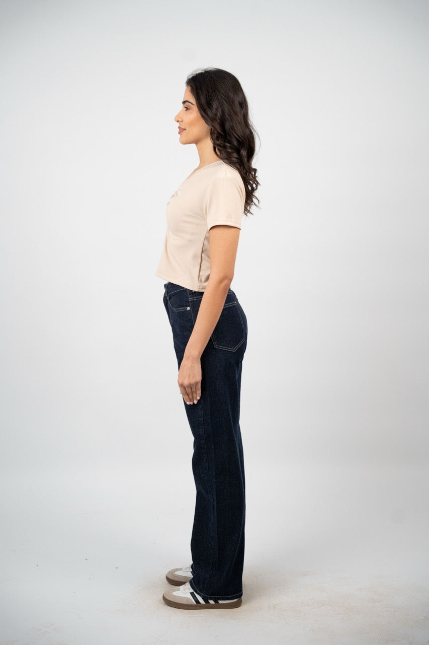 RUCHED V-NECK CROP TOP