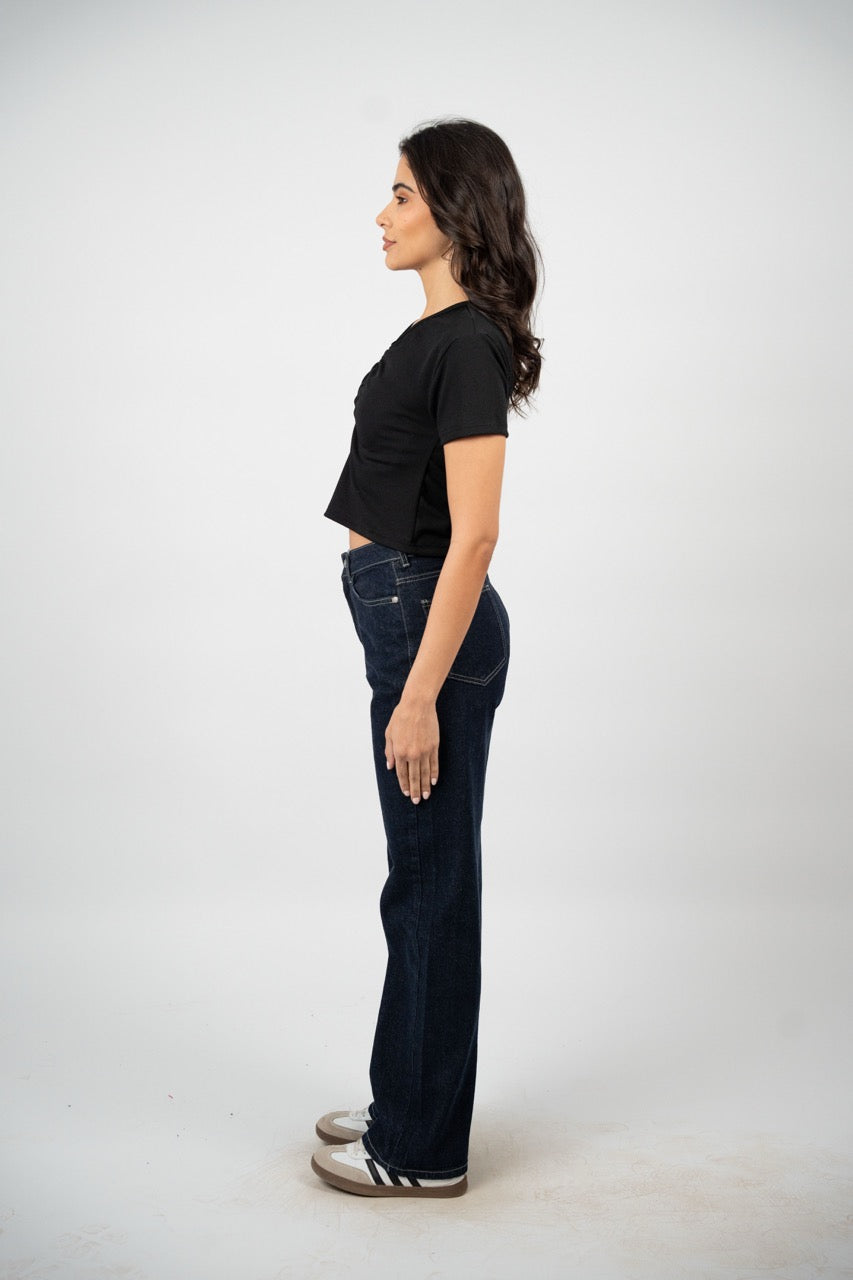 RUCHED V-NECK CROP TOP