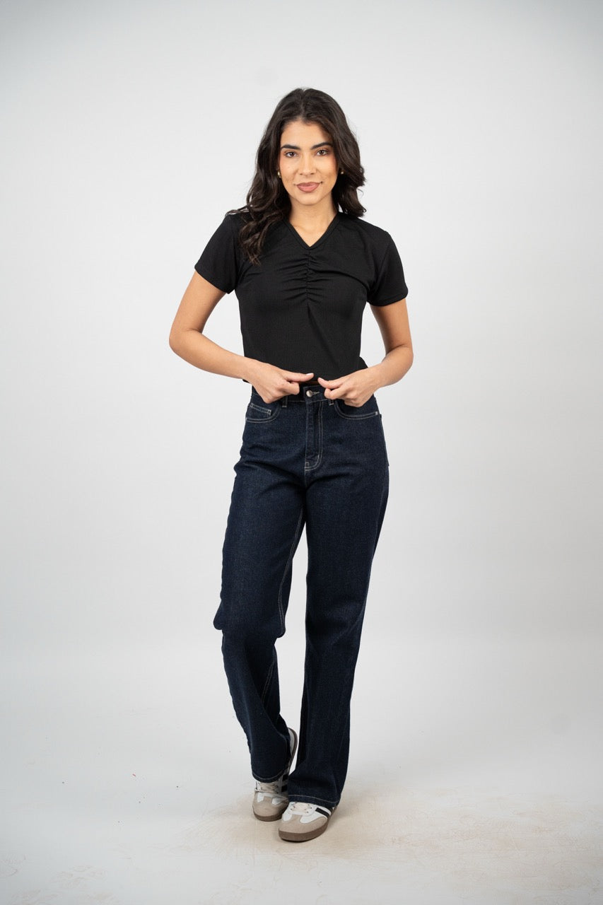 RUCHED V-NECK CROP TOP