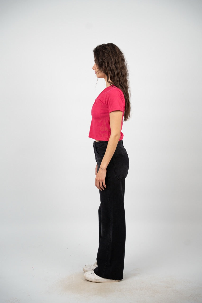 RUCHED V-NECK CROP TOP