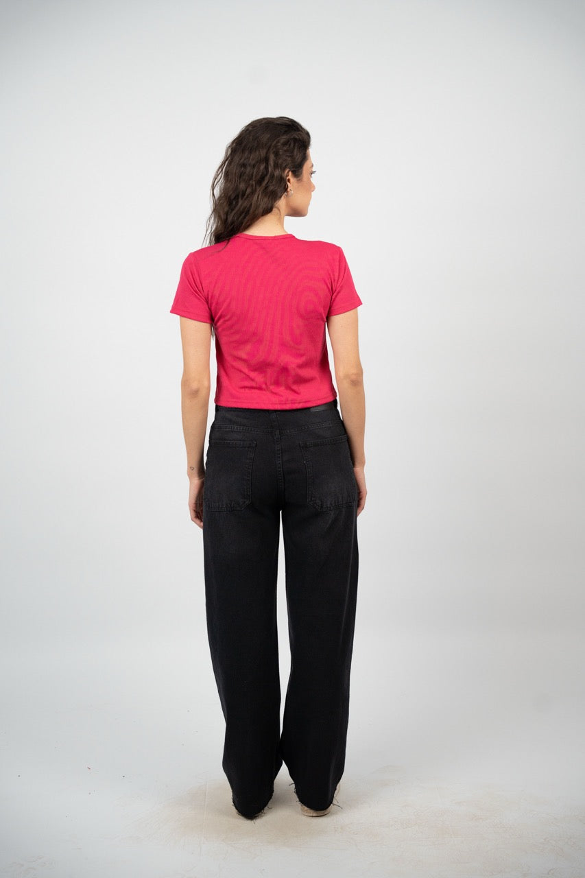 RUCHED V-NECK CROP TOP