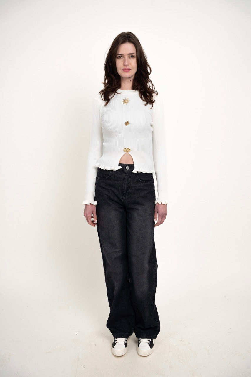 Ribbed button blouse