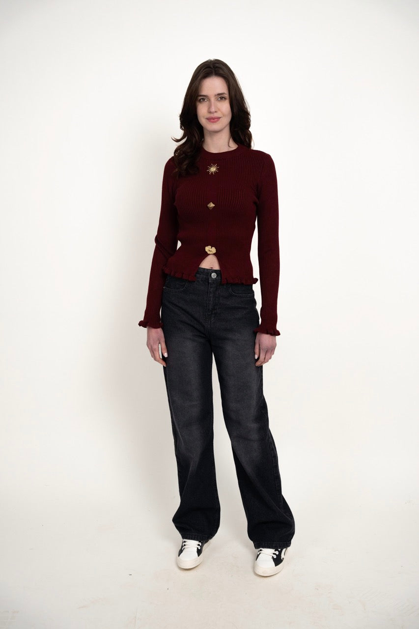 Ribbed button blouse