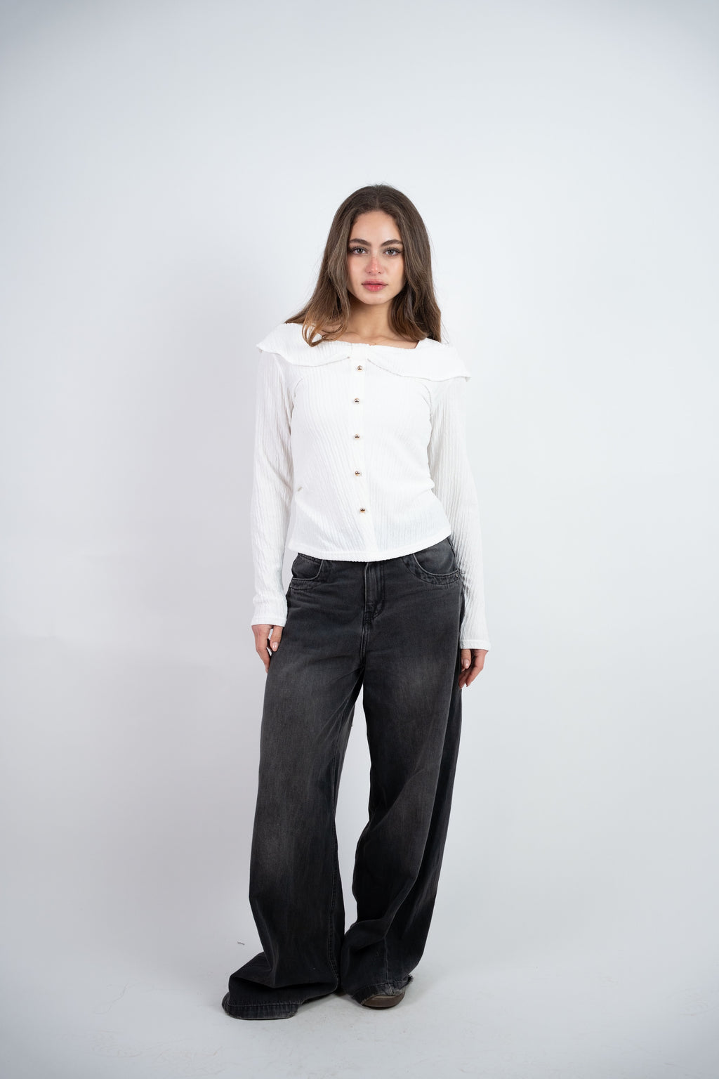 OFF SHOULDER TEXTURED BLOUSE