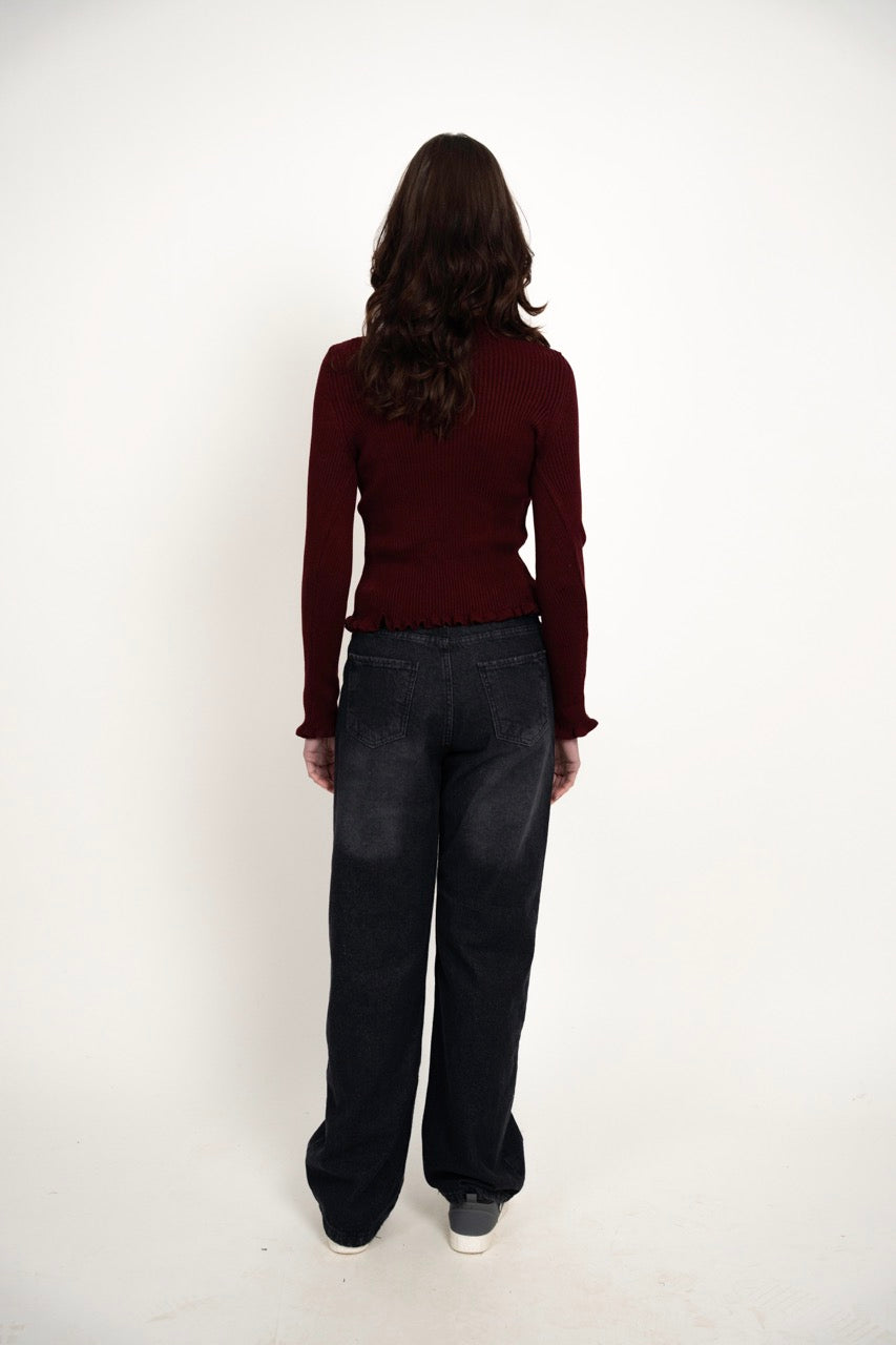 Ribbed button blouse