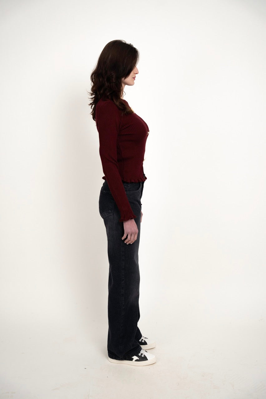 Ribbed button blouse