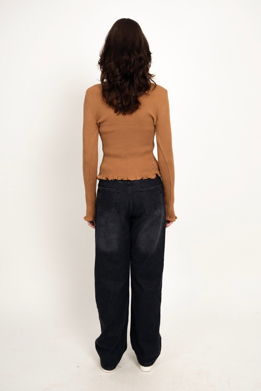 Ribbed button blouse