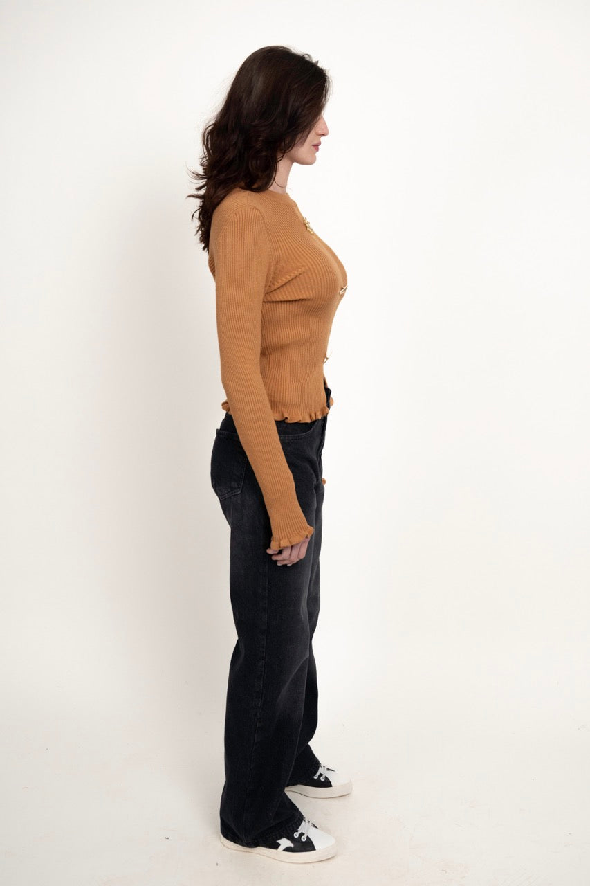 Ribbed button blouse