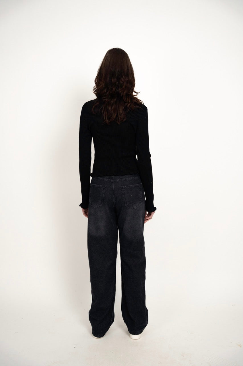 Ribbed button blouse