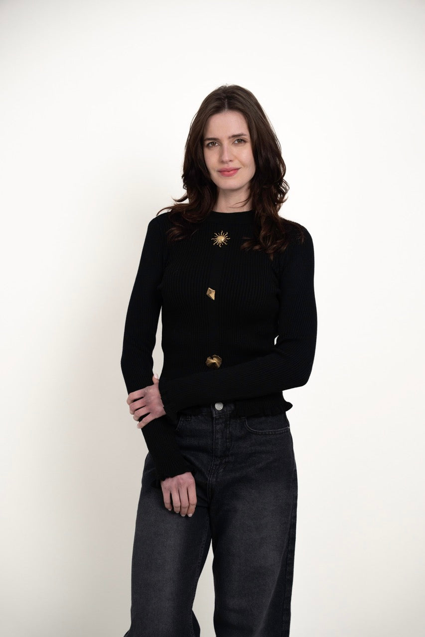 Ribbed button blouse