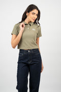 RIBBED LOGO POLO CROP TEE