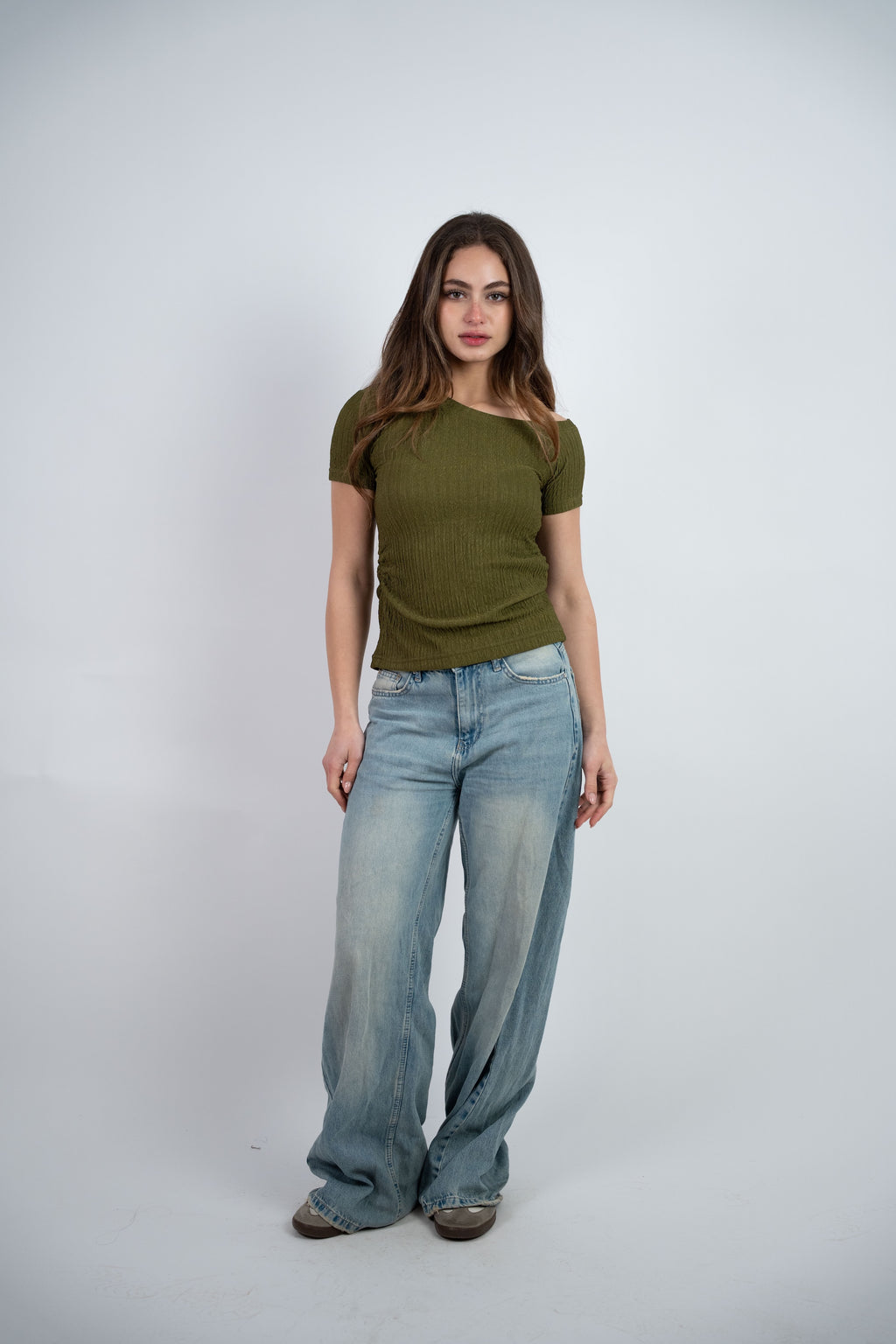 OFF SHOULDER CRINKLE BLOUSE