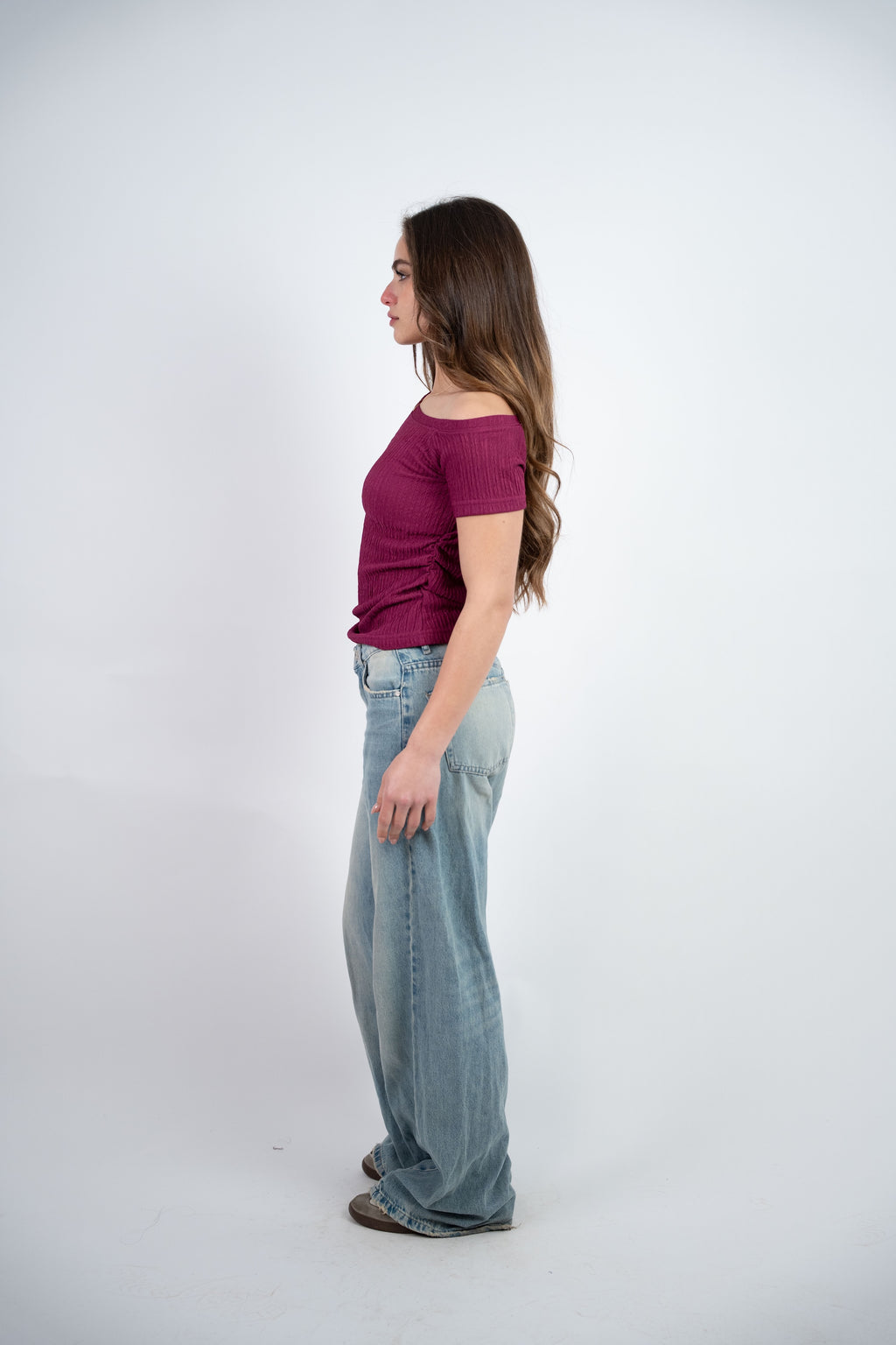 OFF SHOULDER CRINKLE BLOUSE