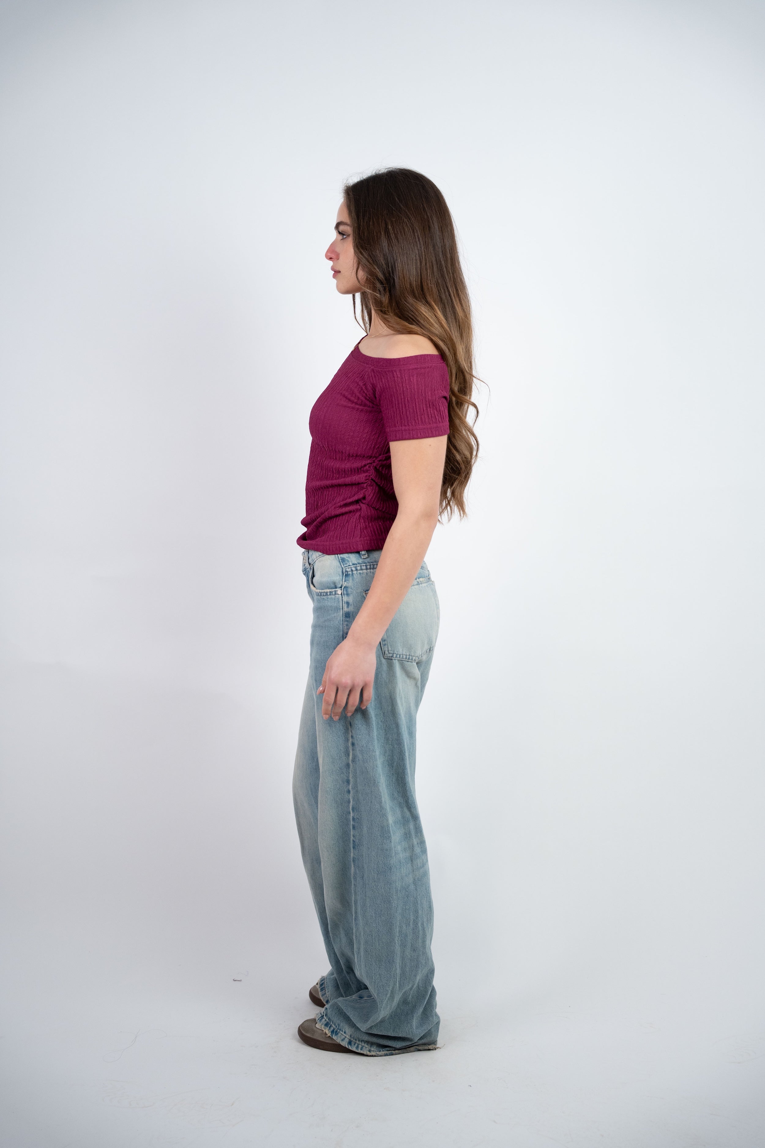 OFF SHOULDER CRINKLE BLOUSE