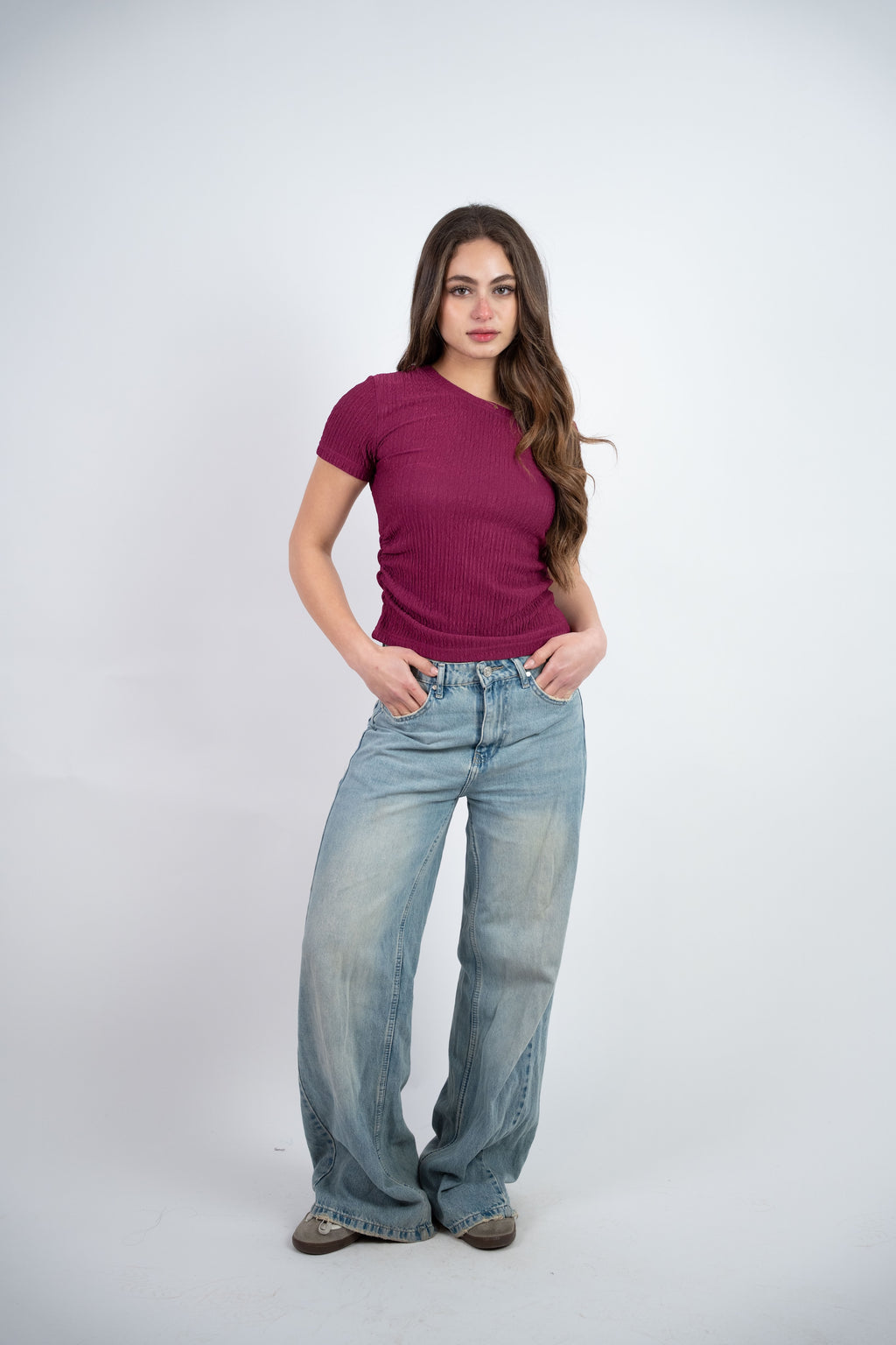 OFF SHOULDER CRINKLE BLOUSE