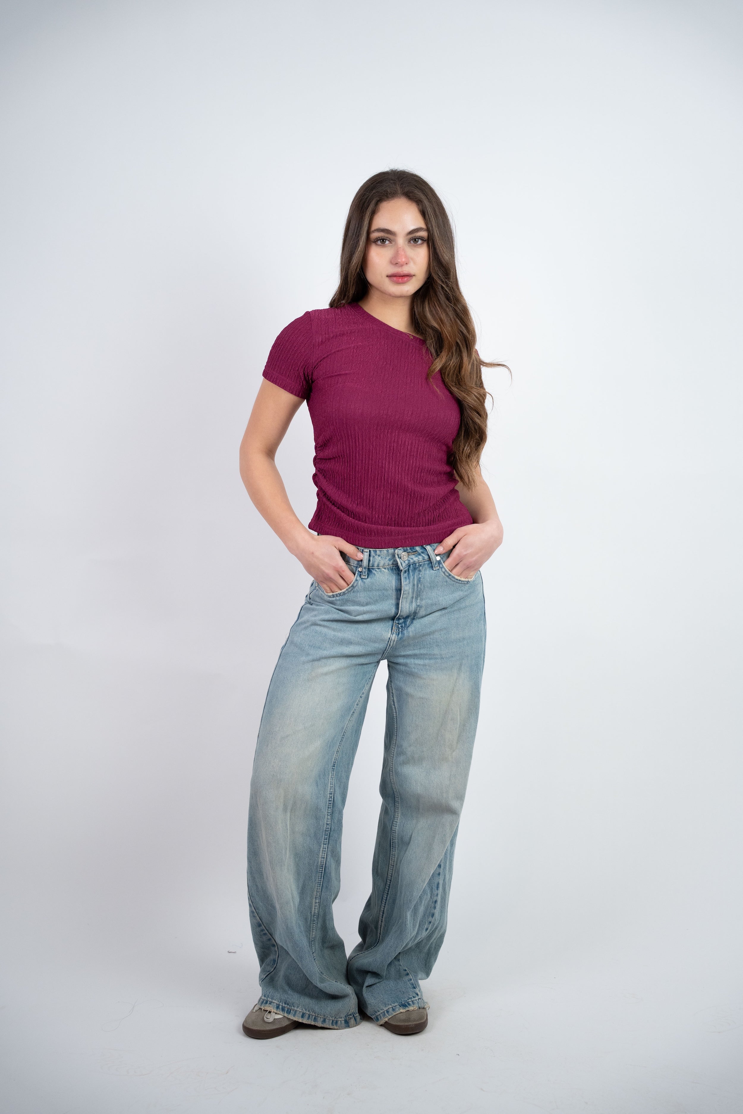 OFF SHOULDER CRINKLE BLOUSE
