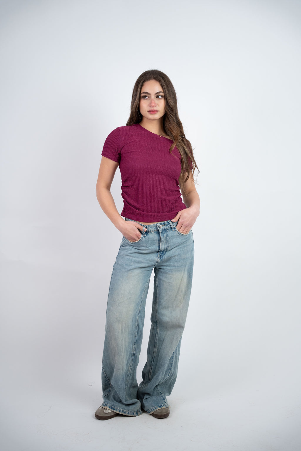 OFF SHOULDER CRINKLE BLOUSE