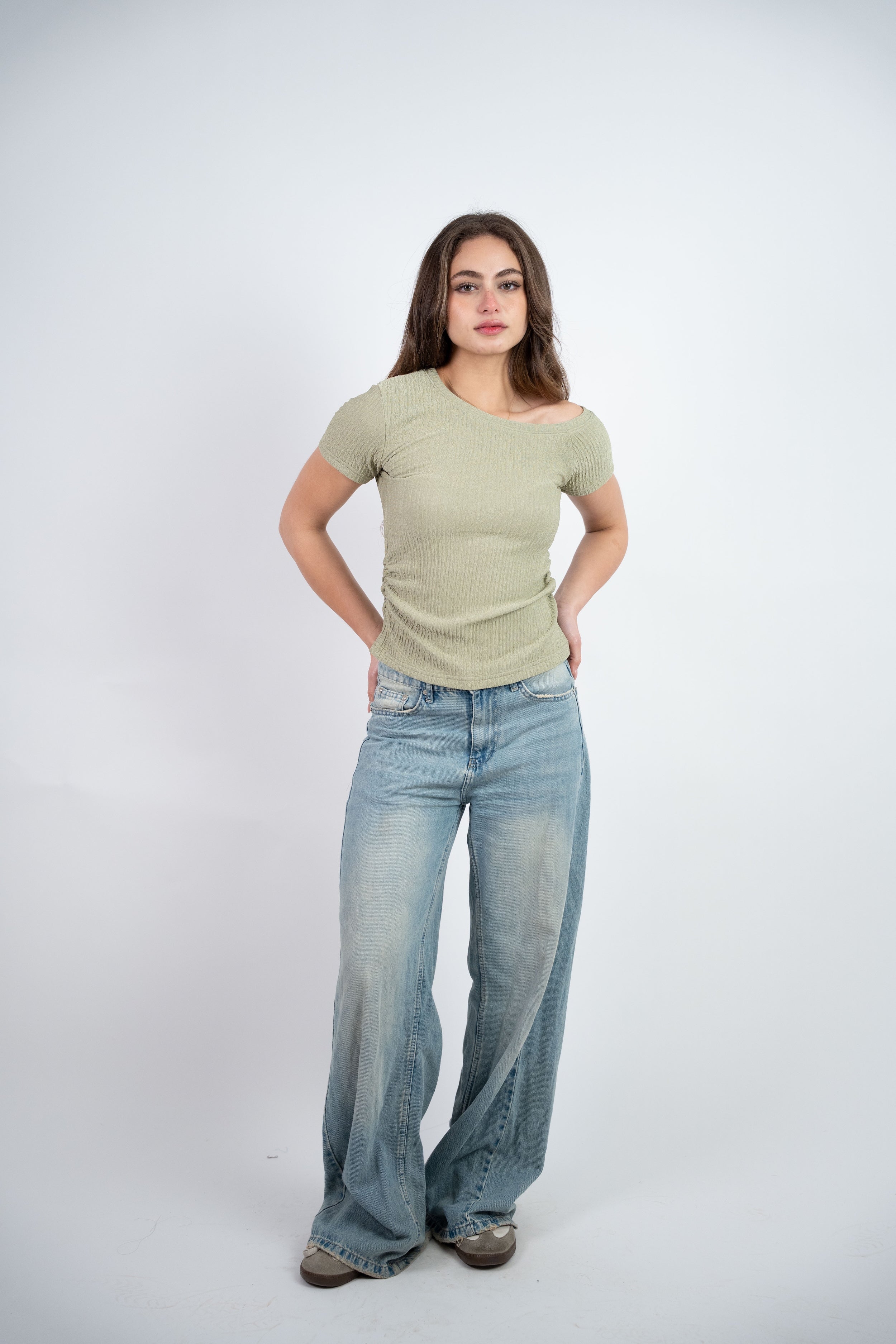 OFF SHOULDER CRINKLE BLOUSE