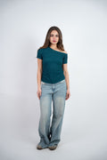 OFF SHOULDER CRINKLE BLOUSE