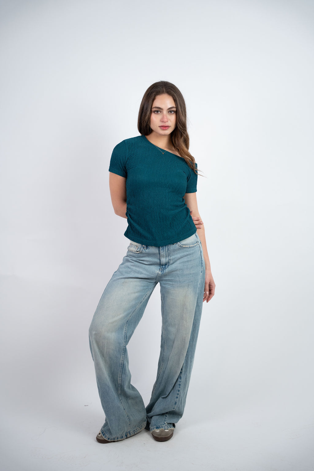 OFF SHOULDER CRINKLE BLOUSE