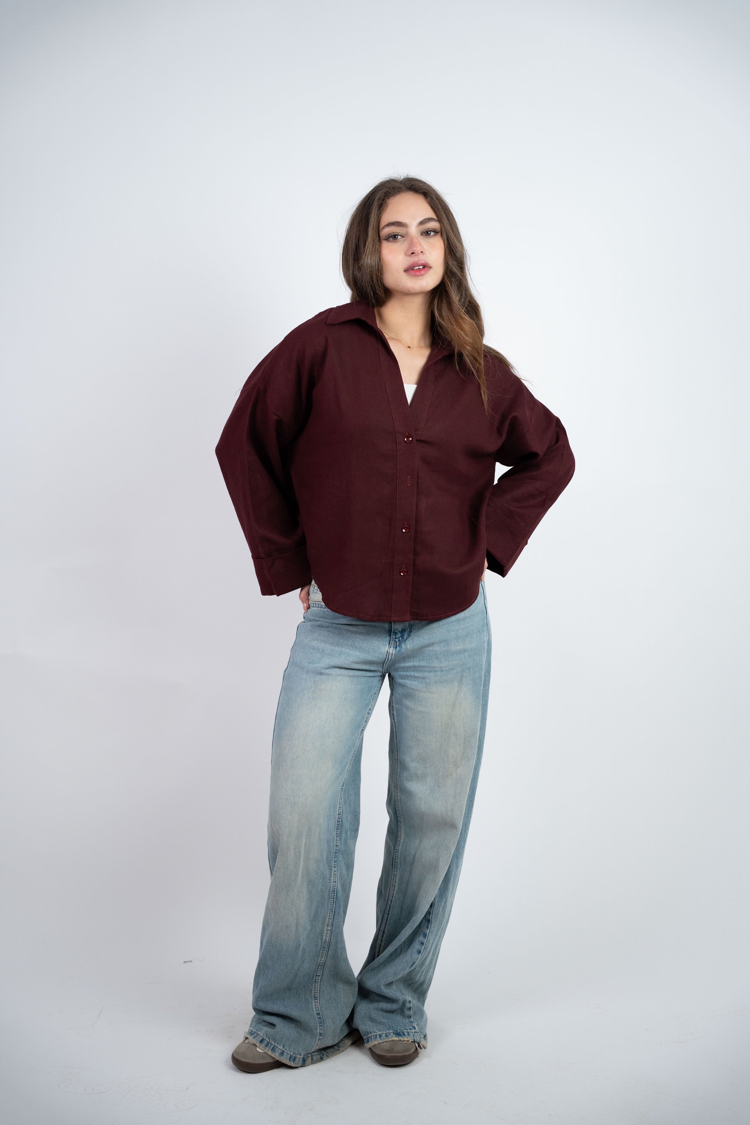 RELAXED BUTTON BLOUSE