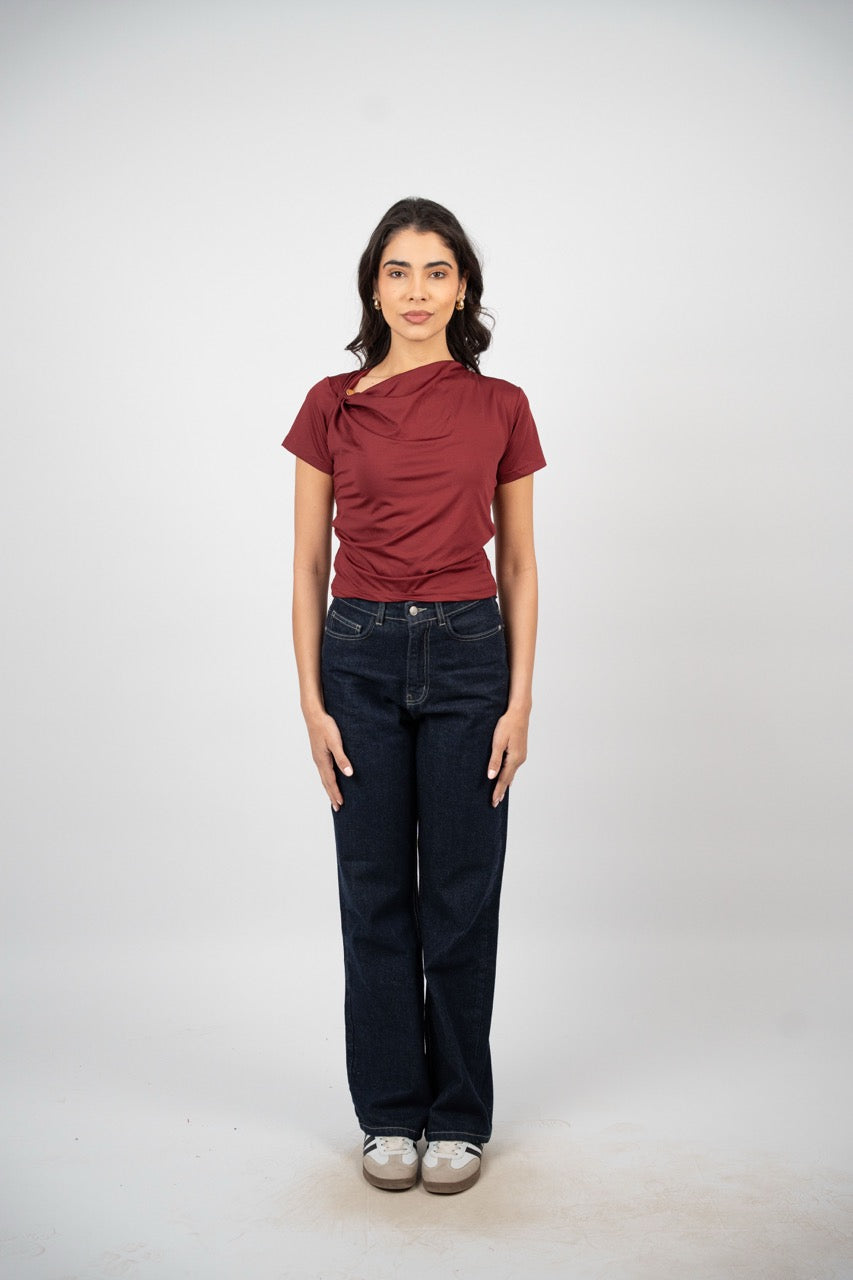 DRAPED SHOULDER DETAIL TOP