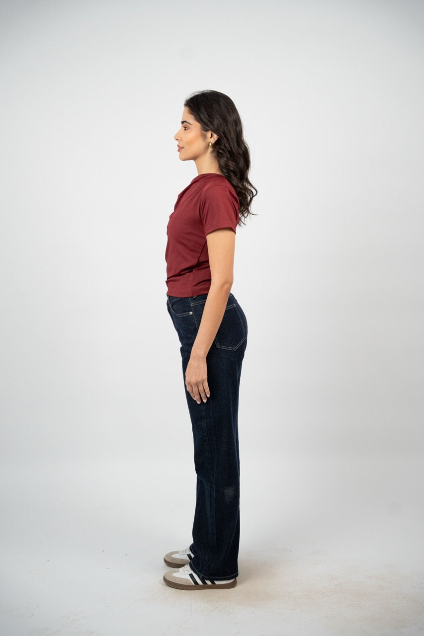 DRAPED SHOULDER DETAIL TOP