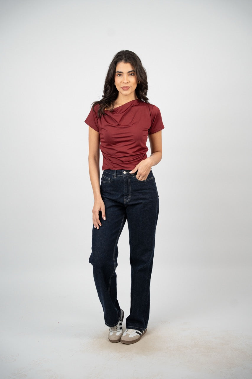 DRAPED SHOULDER DETAIL TOP