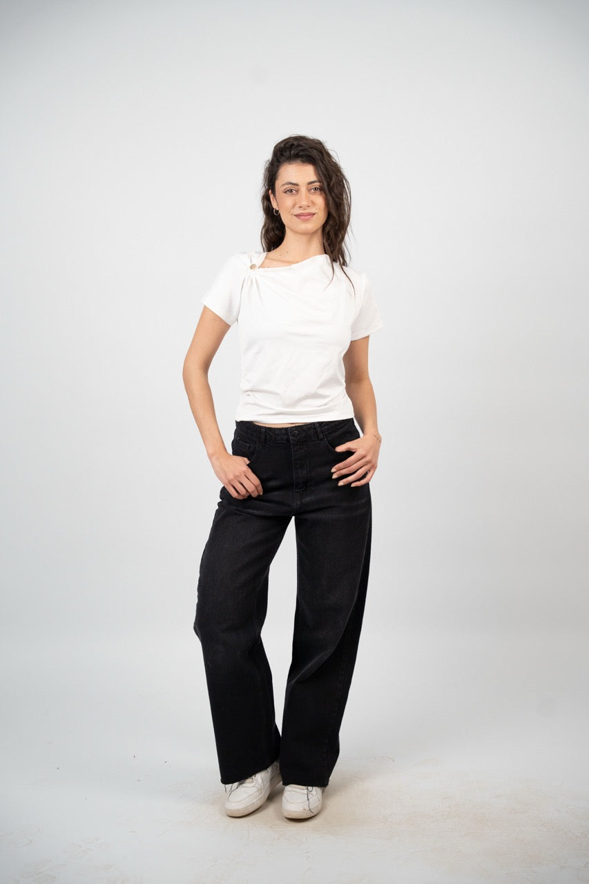 DRAPED SHOULDER DETAIL TOP