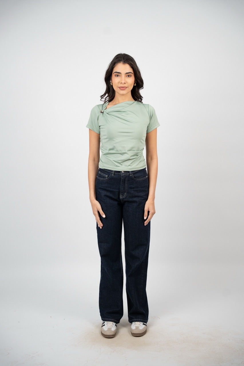 DRAPED SHOULDER DETAIL TOP