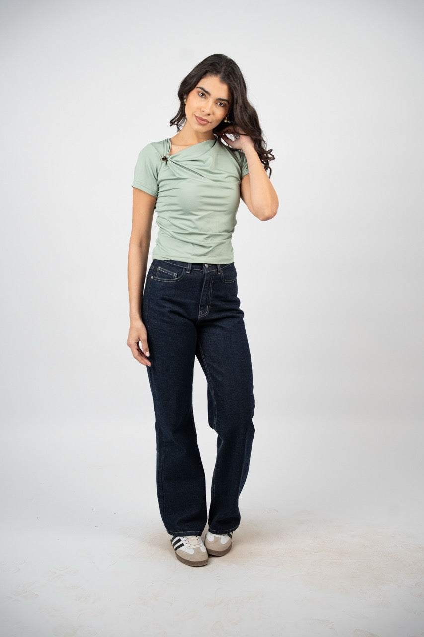 DRAPED SHOULDER DETAIL TOP