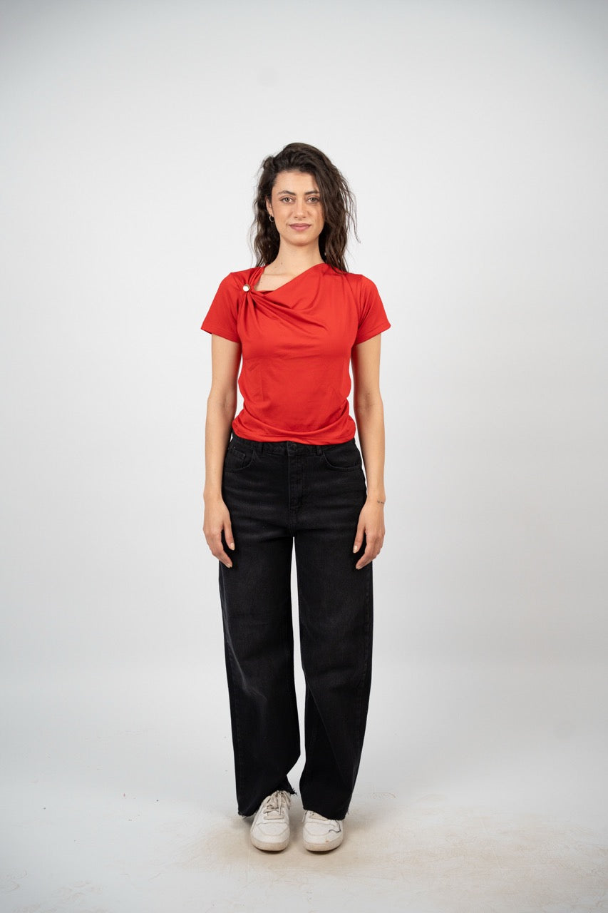 DRAPED SHOULDER DETAIL TOP