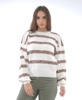 TEXTURED STRIPE KNIT BLOUSE