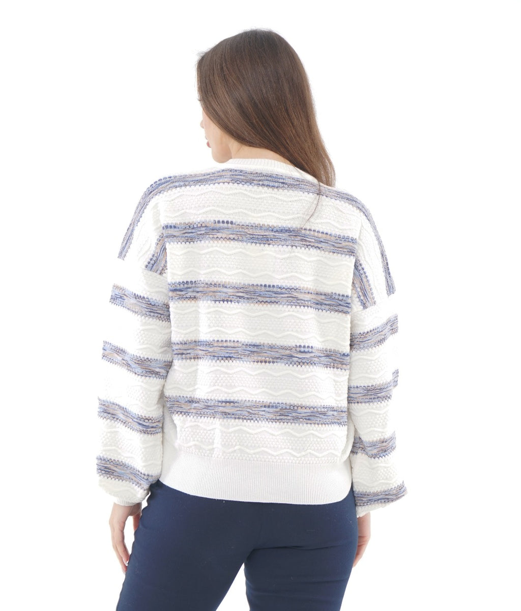 TEXTURED STRIPE KNIT BLOUSE