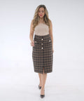CHECKED MIDI SKIRT