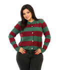 Block Stripe Button Blouse - Dark Green