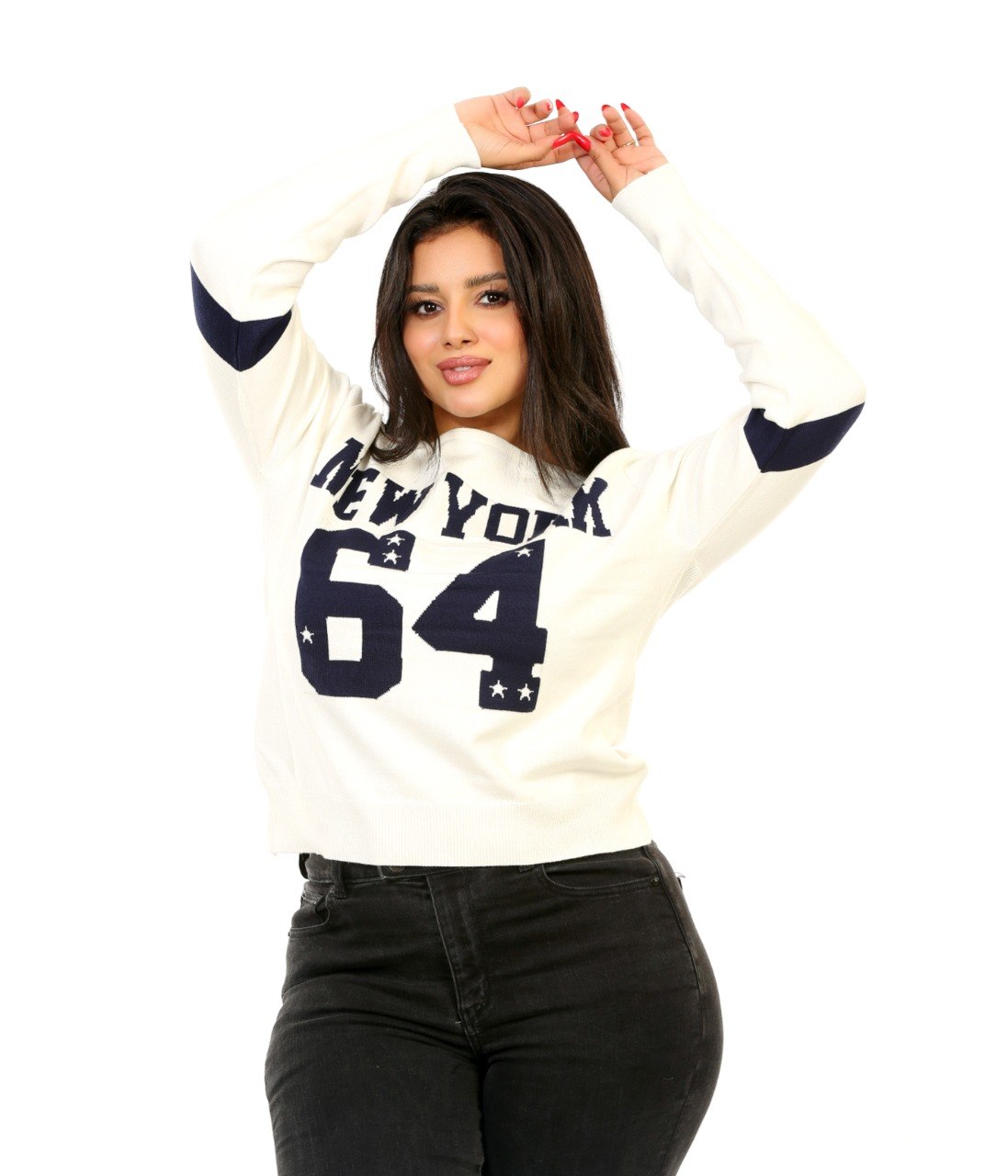 New York 64 Graphic Knit Blouse - Off White
