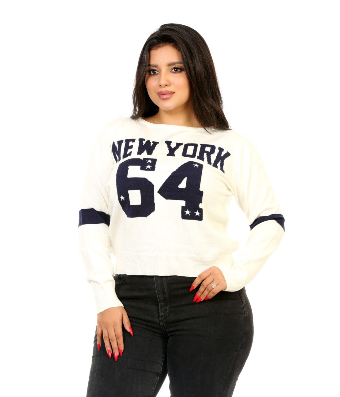 New York 64 Graphic Knit Blouse - Off White