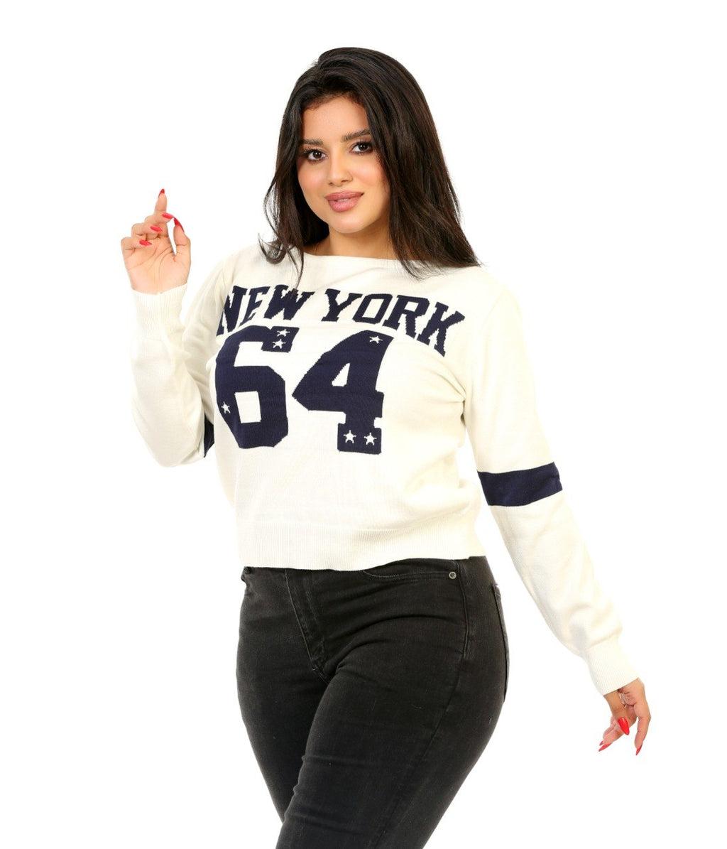 New York 64 Graphic Knit Blouse - Off White