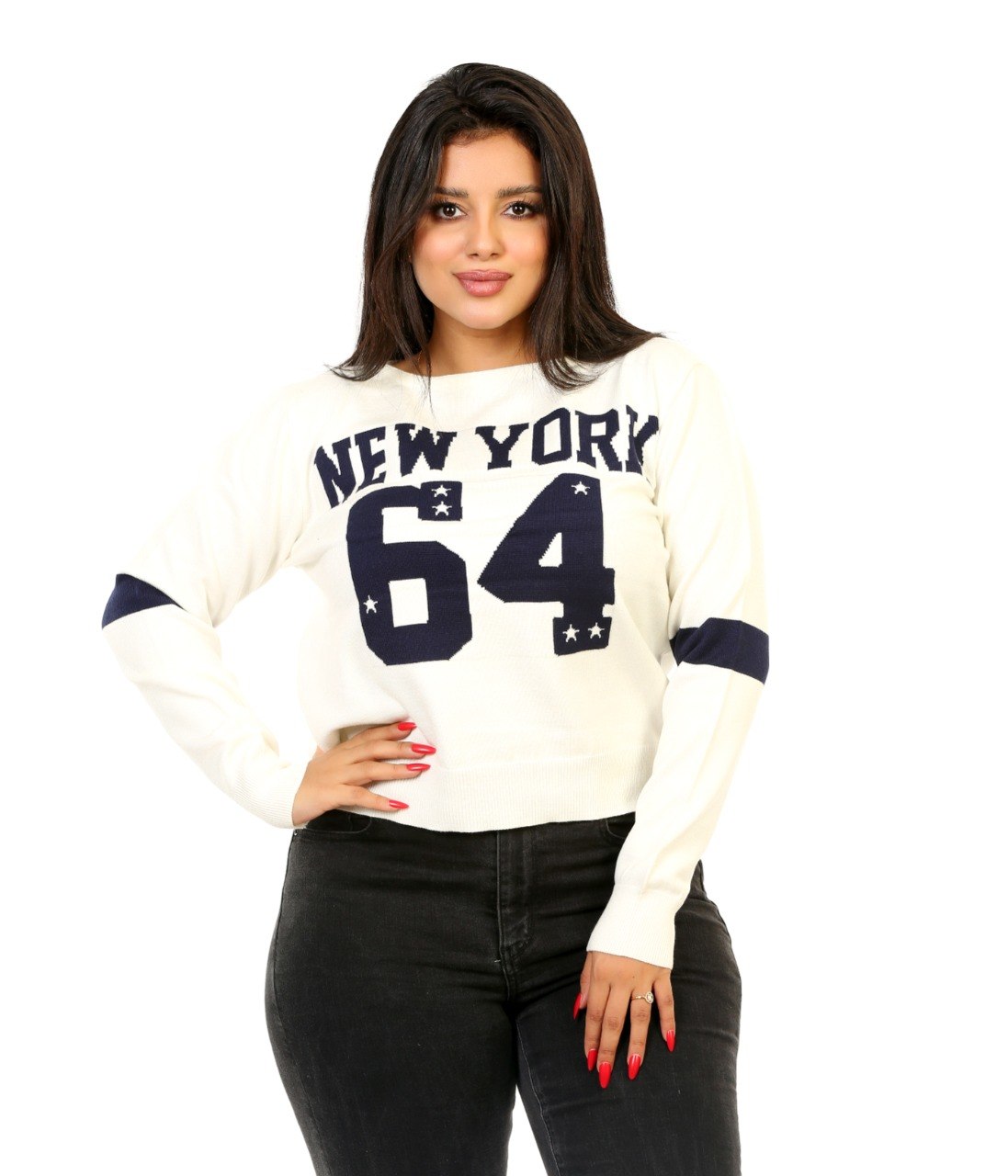 New York 64 Graphic Knit Blouse - Off White