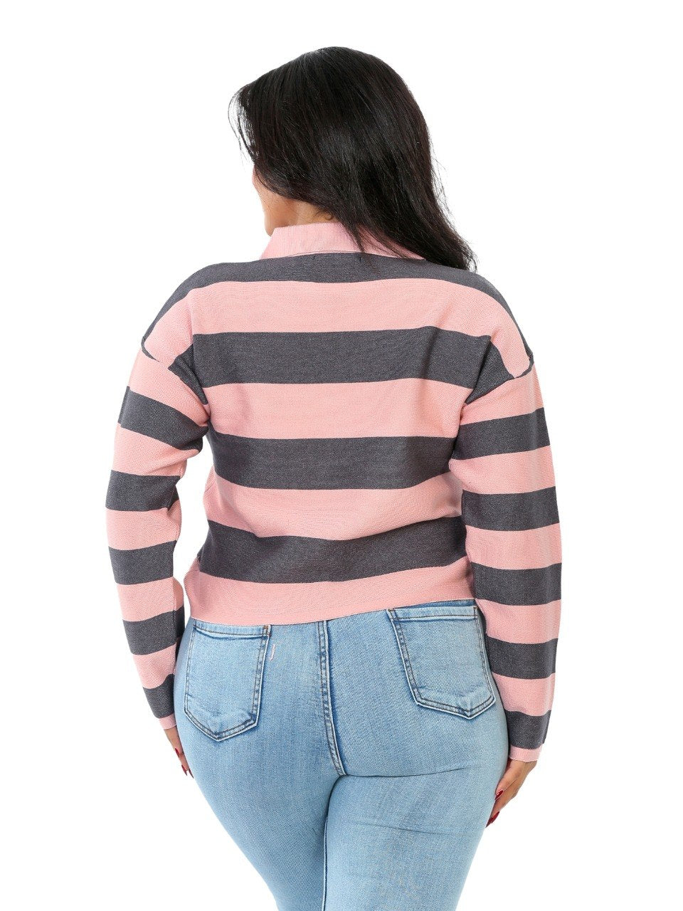 Rugby Stripe Polo Blouse - Pink