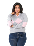 V-Neck Argyle Knit Blouse - Pink