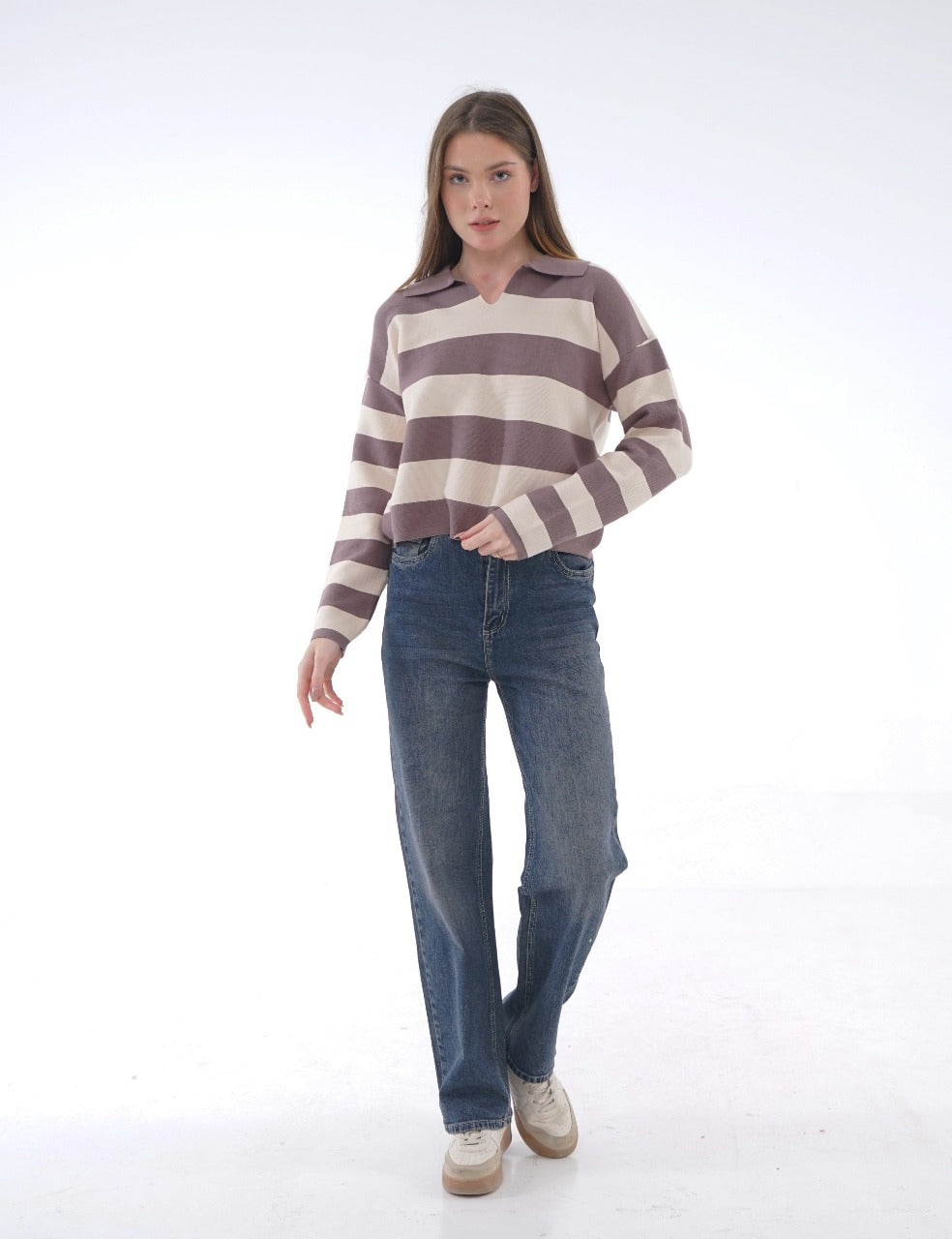 STRIPED KNIT BLOUSE