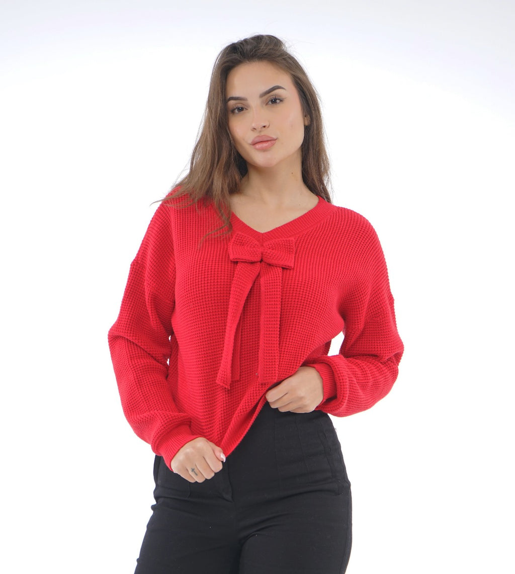 BOW DETAIL KNIT BLOUSE