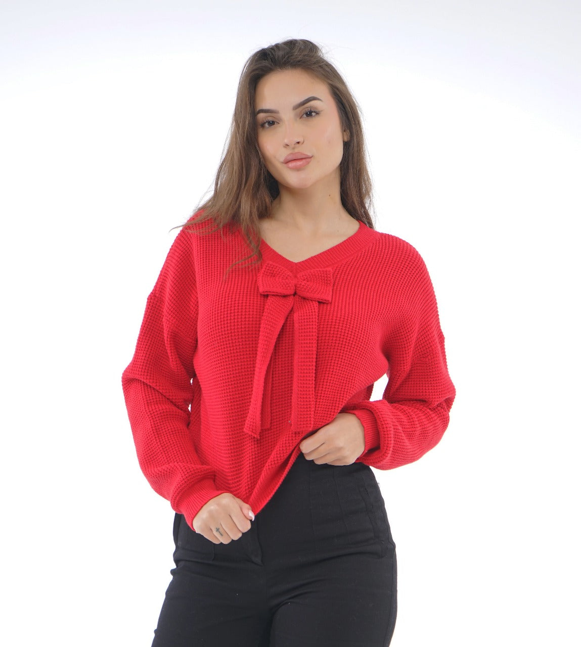 BOW DETAIL KNIT BLOUSE